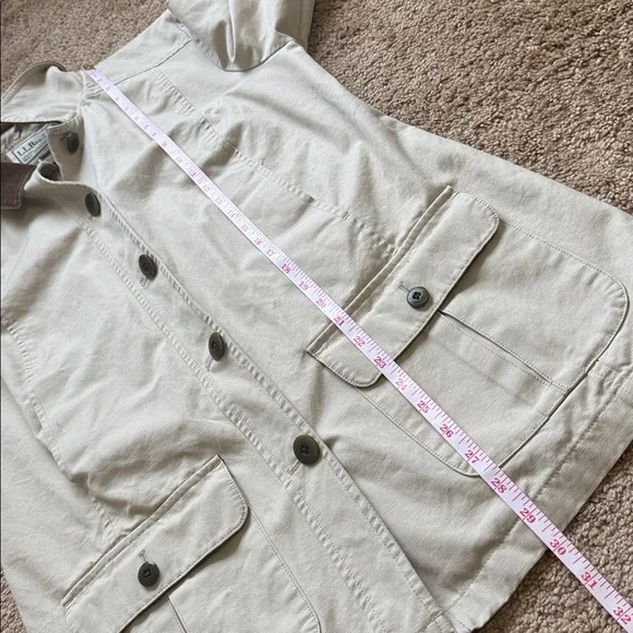 L.L. Bean Tan Chore Barn Coat Jacket Plaid Lined Oversized Corduroy Trim - Picture 9 of 9